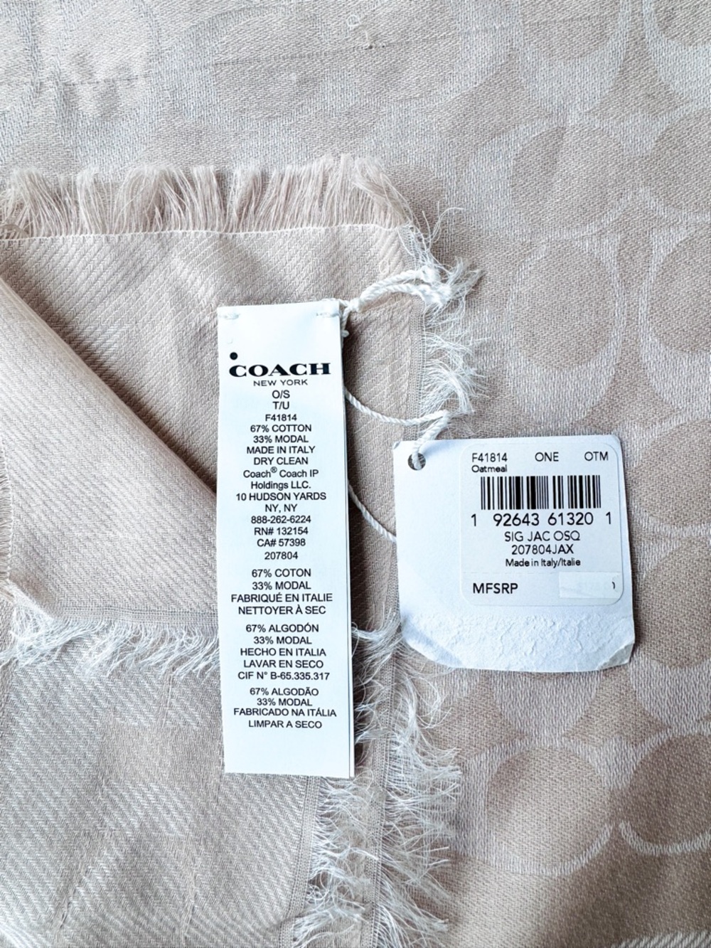 Coach Signature Jacquard Scarf- Blush Pink - Picture 3 of 4